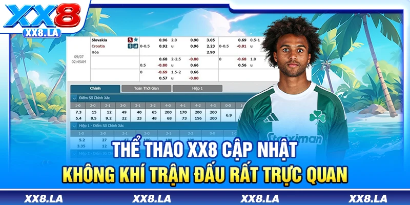 Thể thao XX8 cập nhật không khí trận đấu rất trực quan