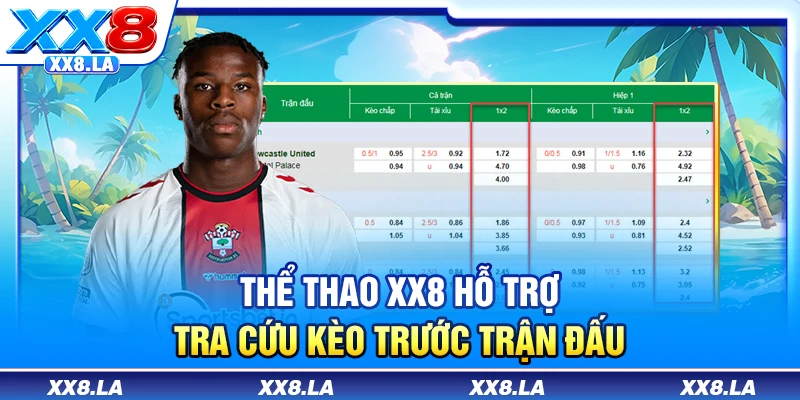Thể thao XX8 hỗ trợ tra cứu kèo trước trận đấu